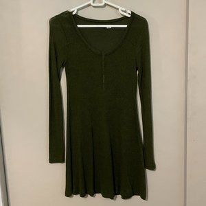 Green knit skater dress